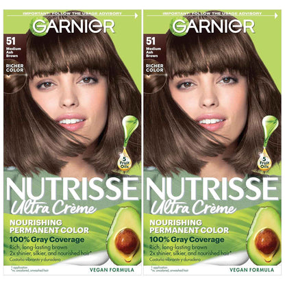 Garnier Nutrisse Ultra Crème Hair Color, Permanent Hair Dye with 100% Gray Coverage, Vegan & Cruelty-Free