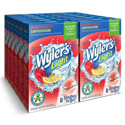 Wyler's Light Singles To Go Powder Packets, Water Drink Mix, 12 Boxes, 8 Servings per Box, 96 Total Servings