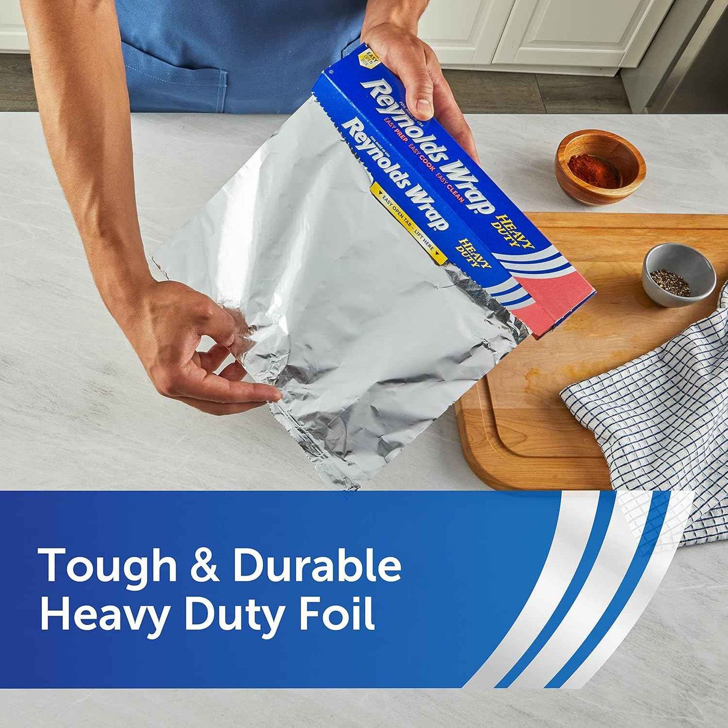 Reynolds Wrap Aluminum Roll, Thick Heavy Duty Foil for Added Strength and Durability, Secure Easy Open and Close Tab