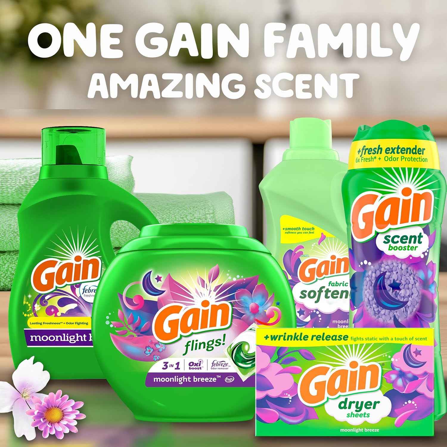 Gain Moonlight Breeze Fabric Softener, Smooth Touch Laundry Conditioner Liquid