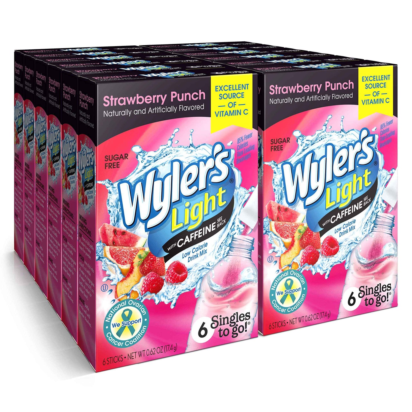 Wyler's Light Singles To Go Powder Packets, Water Drink Mix, 12 Boxes, 8 Servings per Box, 96 Total Servings