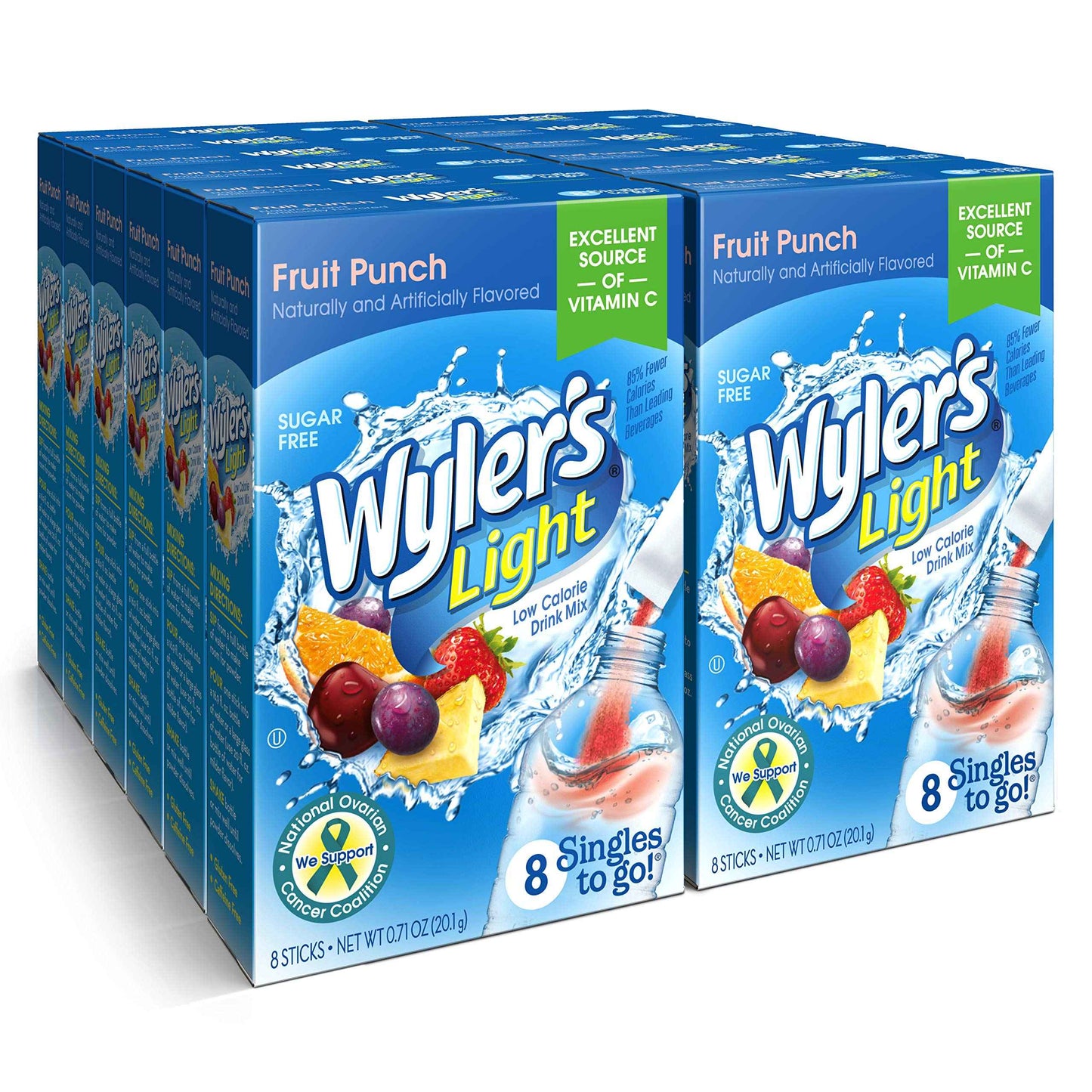 Wyler's Light Singles To Go Powder Packets, Water Drink Mix, 12 Boxes, 8 Servings per Box, 96 Total Servings