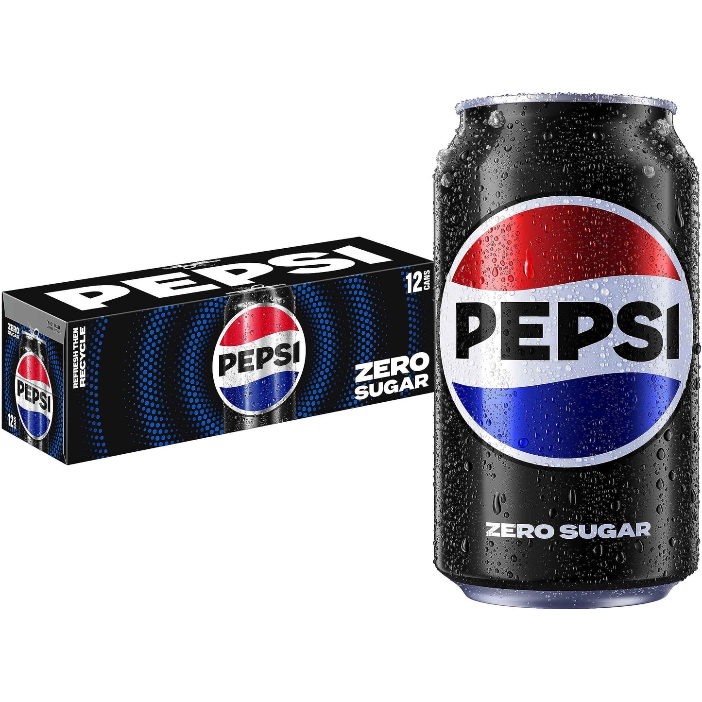 Pepsi Zero Sugar Cola Soda, Wild Cherry, 12 Fl Oz Cans (Pack of 12)