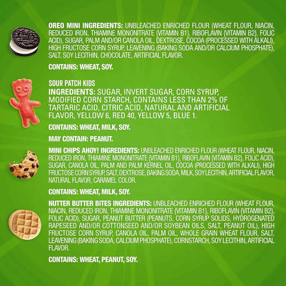OREO Mini Cookies, CHIPS AHOY! Mini Cookies, SOUR PATCH KIDS Candy & Nutter Butter Bites & Candy Variety Pack, 32 Snack Packs