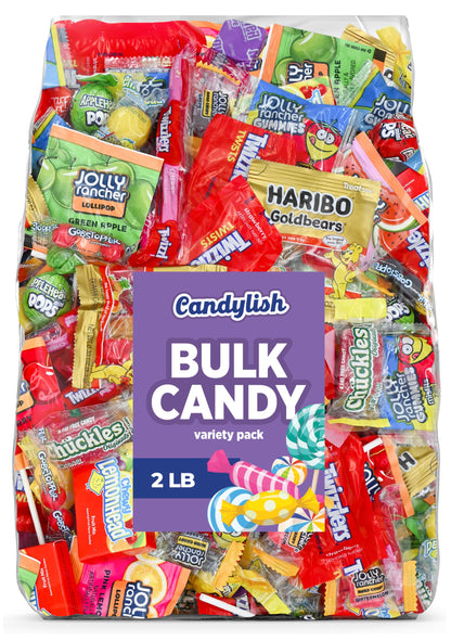 Bulk Candy Variety Pack, 2 LB - Assorted Individually Wrapped Treats with, Now and Later, And More | Candy for Kids&amp;#39; Parties, Pinatas, Snack Lovers | Family-Friendly Assortment