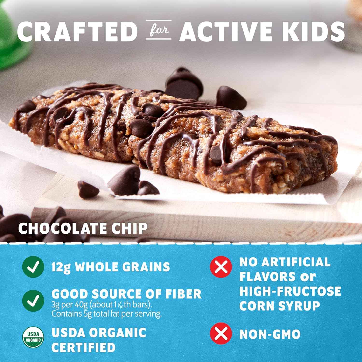 Zbar - Chocolate Chip - Soft-Baked Energy Snack Bars - Non-GMO - 12g Whole Grains - USDA Organic Granola Bars (24 Pack)
