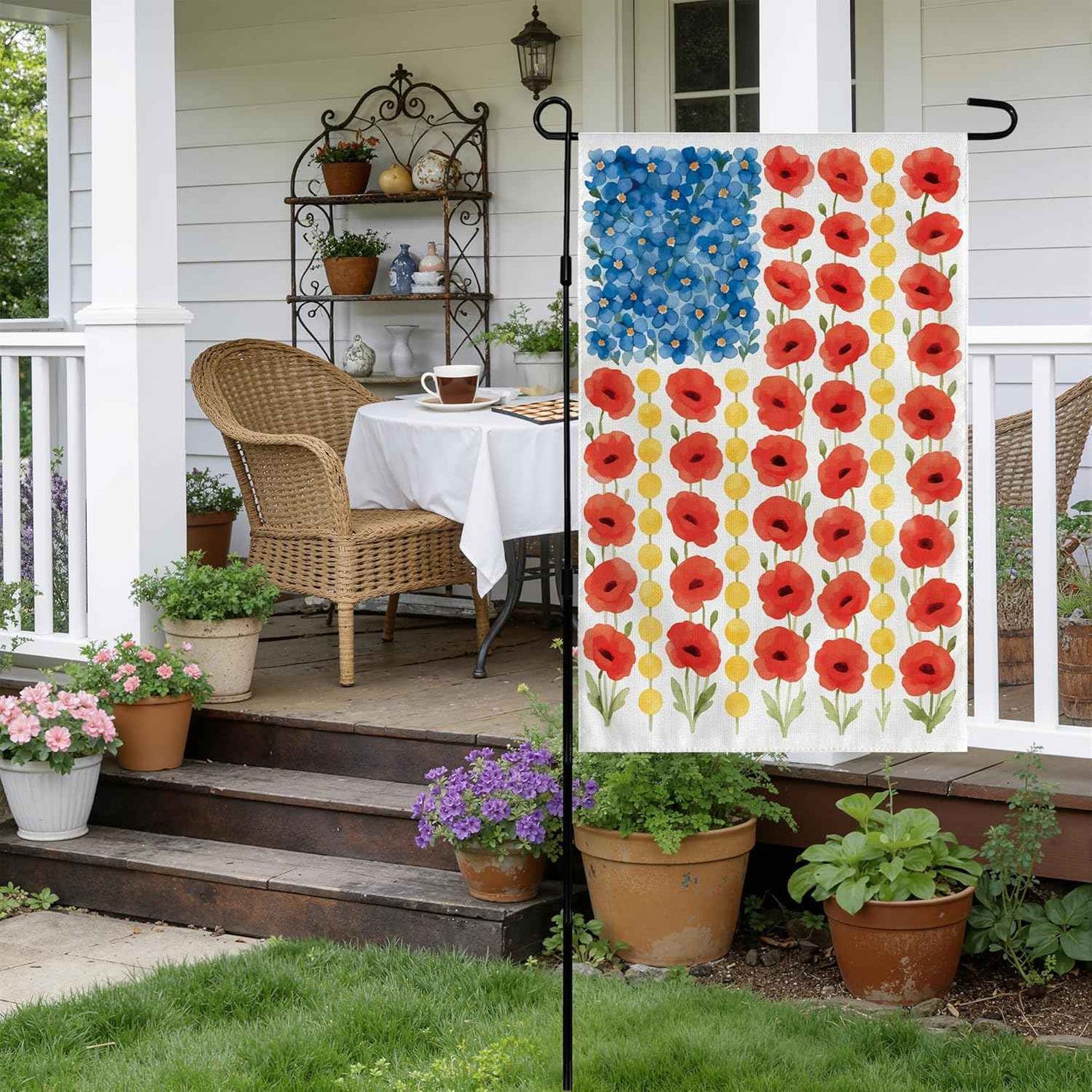 Memorial Day Decorations - Spring Garden Flag for Easter Summer | 12x18 Inch Double Sided Patriotic American Flag for Outdoor Outside Yard USA Celebration 4th of July Decor - 250 Anniversary USA Merchandise
