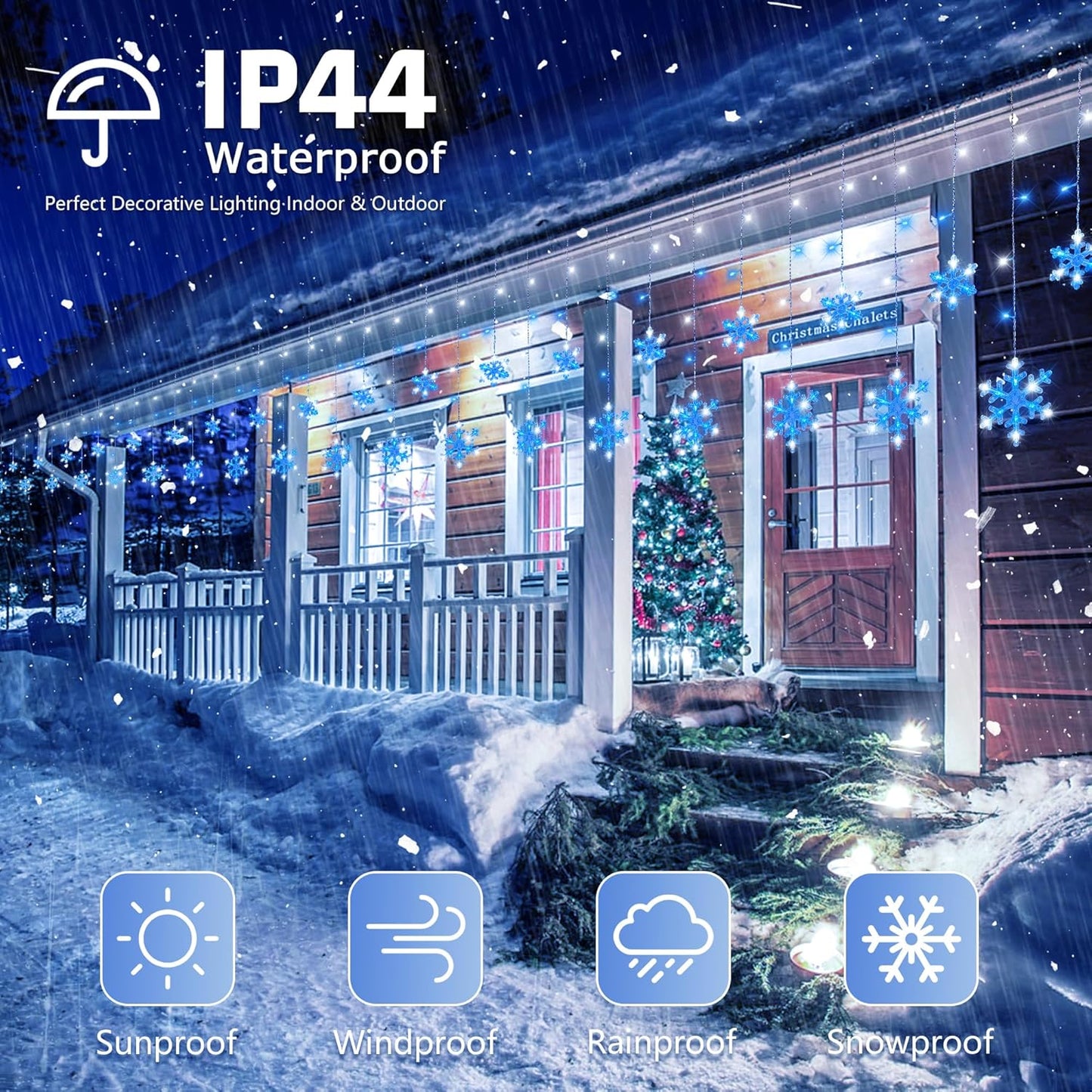 Christmas_Snowflake_Icicle_Lights,6.5ft_144LED_Curtain_Lights_with_12_Drops,Timer_8_Modes_Connectable,Waterproof_Fairy_Light_for_Eaves,_Garden,_Indoor_Outdoor_Xmas_Decoration_(Blue_White)