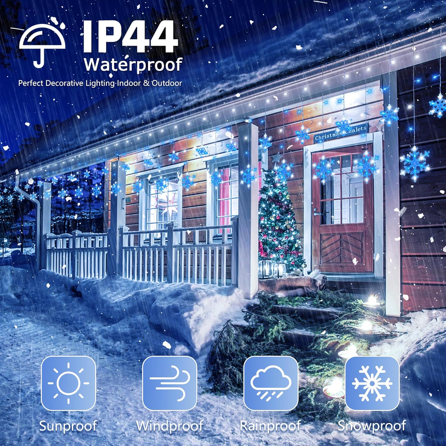 Christmas_Snowflake_Icicle_Lights,6.5ft_144LED_Curtain_Lights_with_12_Drops,Timer_8_Modes_Connectable,Waterproof_Fairy_Light_for_Eaves,_Garden,_Indoor_Outdoor_Xmas_Decoration_(Blue_White)