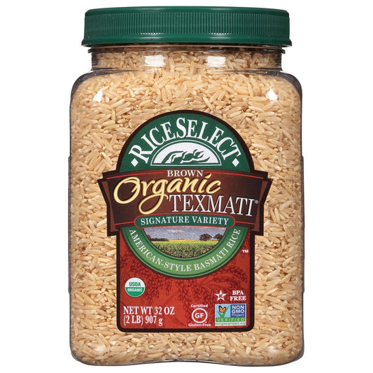 RiceSelect_Organic_Texmati_Brown_Basmati_Rice,_Premium_Non-GMO_Gluten-Free_Long-Grain_Brown_Rice,_32-Ounce_Jar