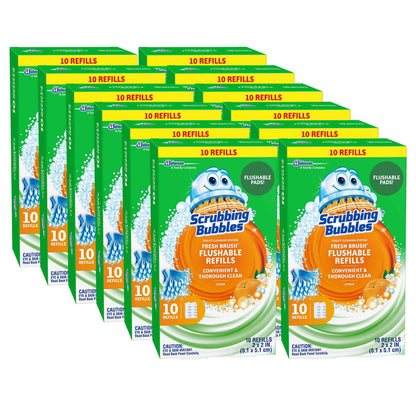 Scrubbing Bubbles Toilet Bowl Cleaning System with Flushable & Disposable Cleaner Refill Pads, Fights Odors and Helps Remove Limescale & Hard Water Stains, Citrus Scent