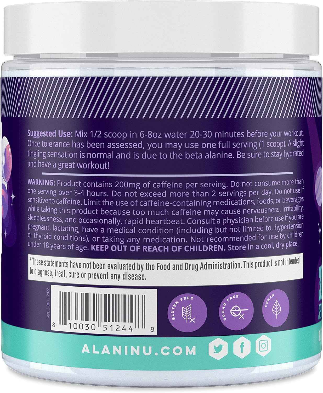 Alani Nu Pre Workout Powder | Amino Energy Boost | Endurance Supplement | Sugar Free | 200mg Caffeine | L-Theanine, Beta-Alanine, Citrulline | 30 Servings
