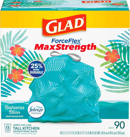Glad ForceFlex MaxStrength Kitchen Trash Bags, 13 Gal