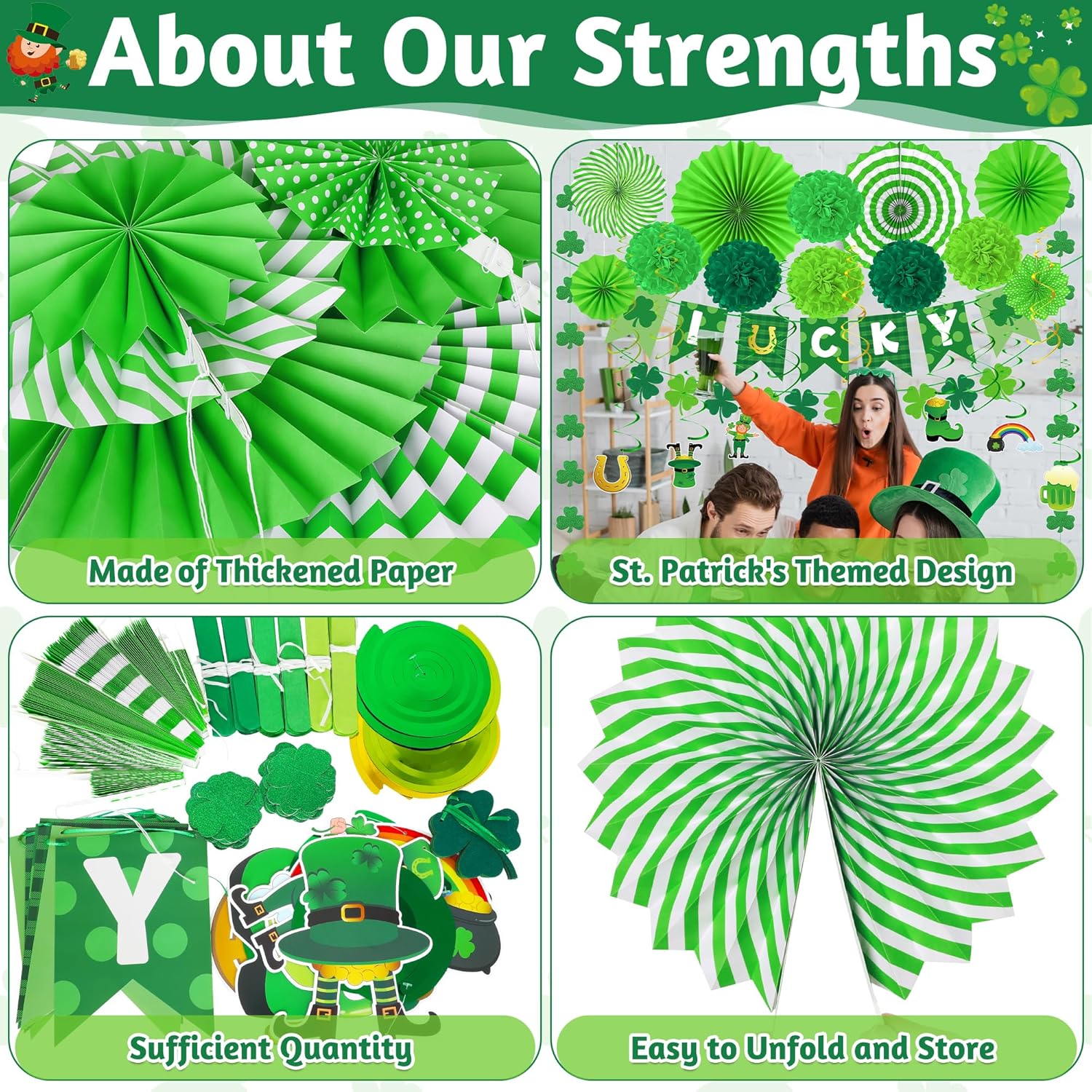 28_PCS_St_Patricks_Day_Decorations,_Green_St_Patricks_Day_Paper_Fan_Set,_Shamrock_Decorations_with_Paper_Fans_Pompoms,_Cards_and_Swirls,_Banner_and_Garlands,_Green_Party_Decorations_for_Home