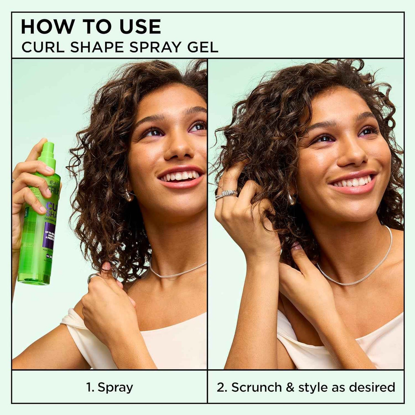 Garnier Fructis Style Curl Shape Defining Spray Hair Gel, Strong Hold Frizz Control for Curly, Wavy, and Coily Hair, Nourishing Formula, 8.5 fl oz
