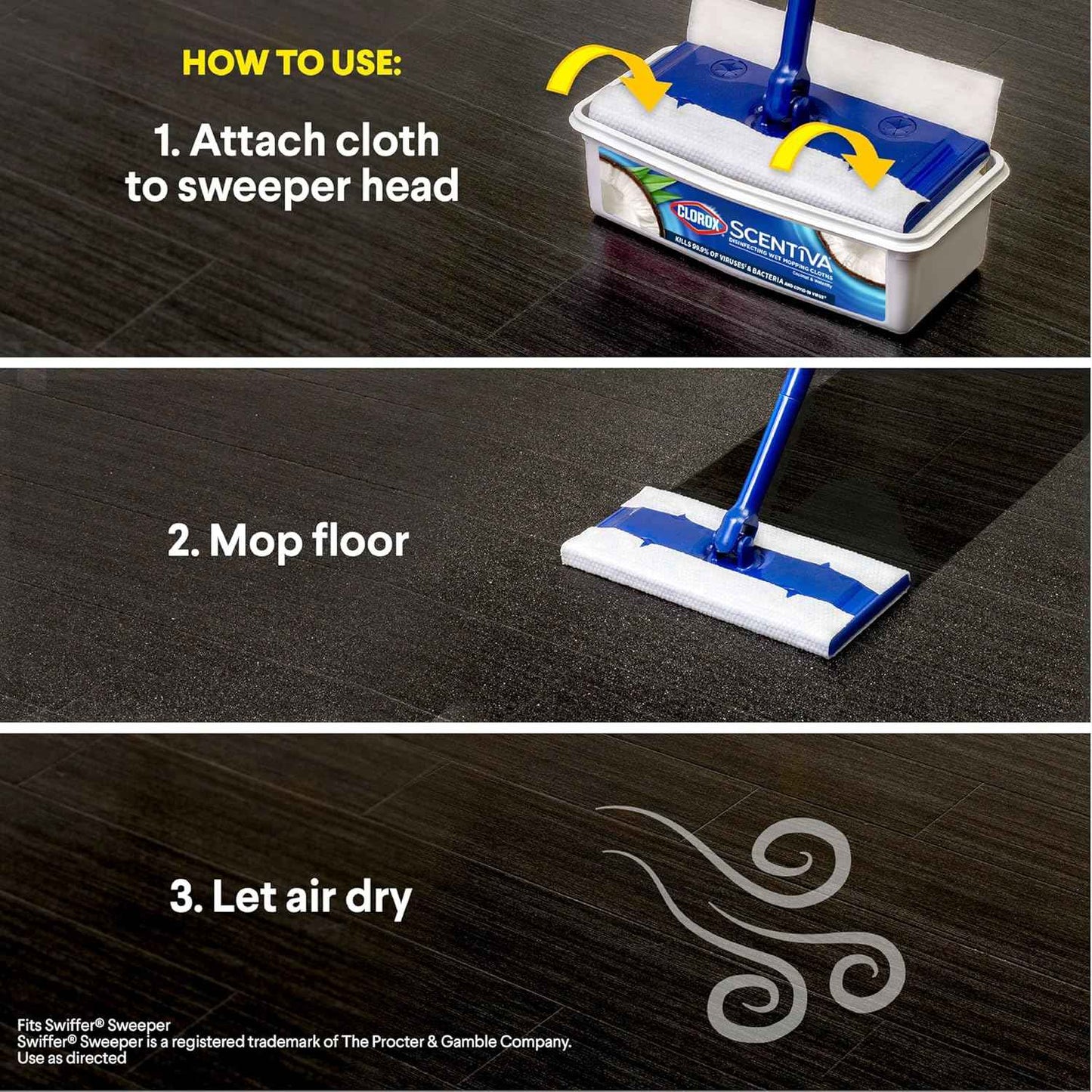 Clorox Scentiva Disinfecting Wet Mop Pad, Disposable Mop Heads