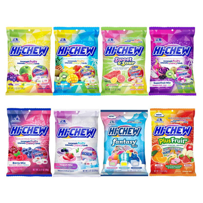 HI-CHEW Assorted, Green Apple Strawberry Mango Grape, Soft & Chewy Candy 2lb - 185+ Pieces Individually Wrapped - Made with Immensely Juicy Fruity Flavors