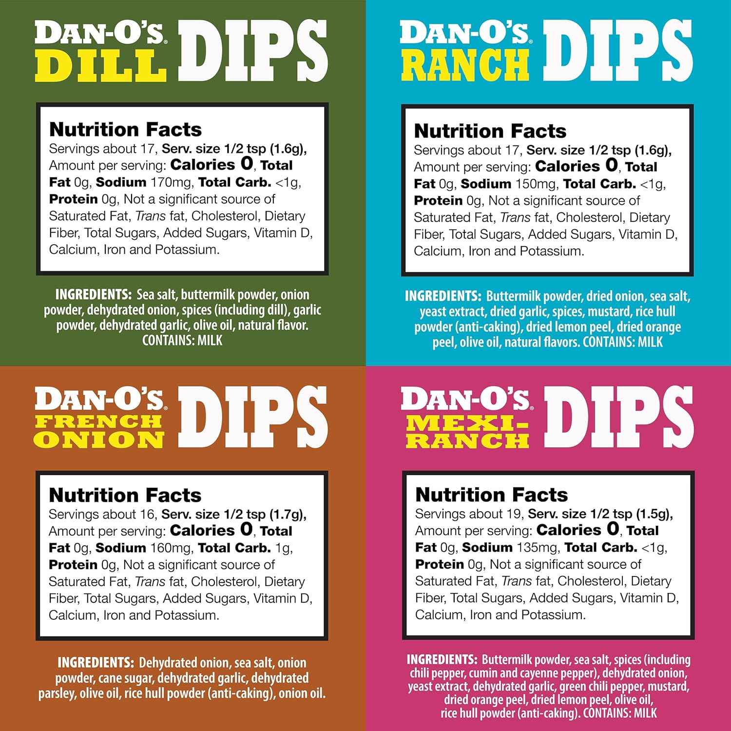 Dan-O’s Dips – All-Natural Seasoning Packets – Just Add Sour Cream or Greek Yogurt – No Artificial Ingredients