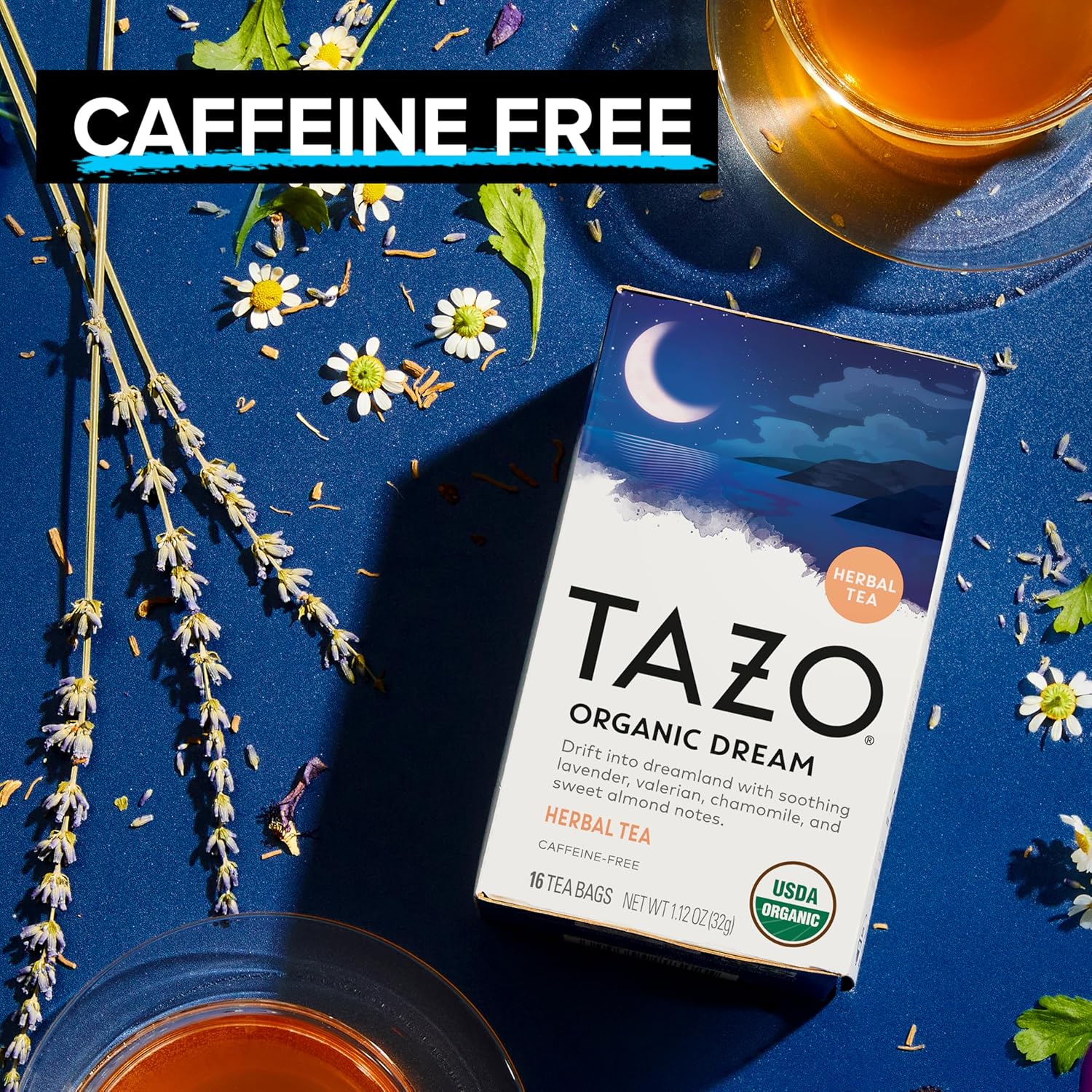 TAZO_Organic_DREAM_Herbal_Tea_Bags,_Caffeine-Free_Bedtime_Tea,_Relaxing_Chamomile_and_Lavender_Blend,_16_Total_Tea_Bags