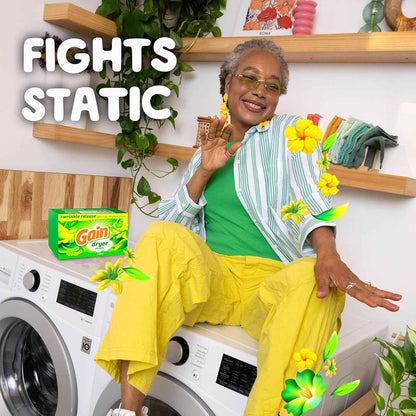 Gain dryer sheets Plus Wrinkle Release, Original Scent, Fights static with a touch of scent, laundry sheets