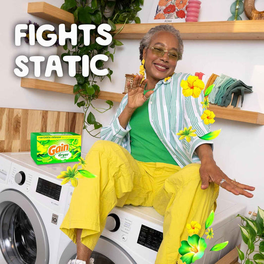 Gain dryer sheets Plus Wrinkle Release, Original Scent, Fights static with a touch of scent, laundry sheets