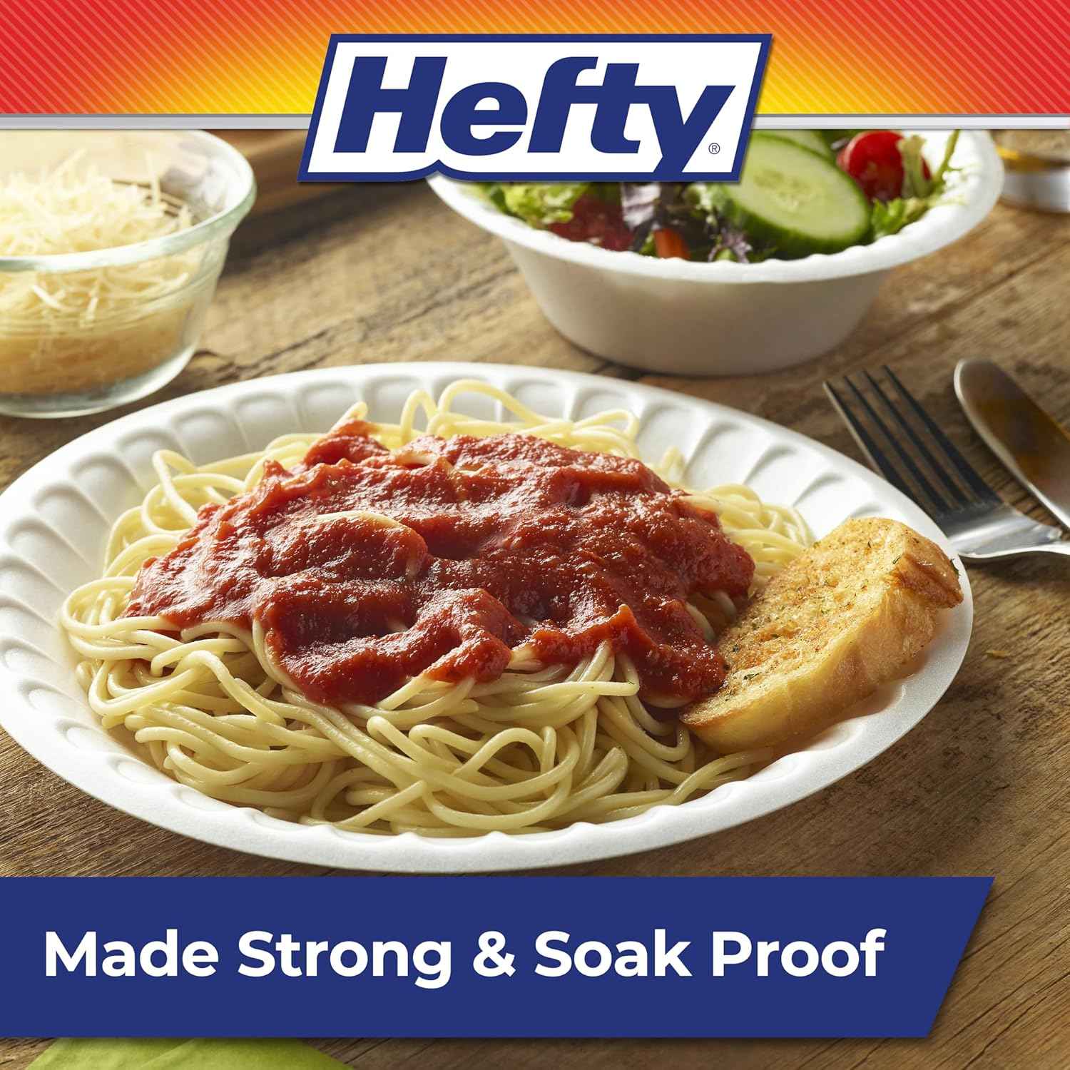 Hefty Everyday Soak Proof Disposable Foam Plates, 8.9 Inches, Disposable White Plates for Lunch, Salads, and Appetizers, Great for Everyday Use, Easy Cleanup