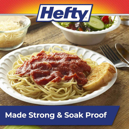 Hefty Everyday Soak Proof Disposable Foam Plates, 8.9 Inches, Disposable White Plates for Lunch, Salads, and Appetizers, Great for Everyday Use, Easy Cleanup