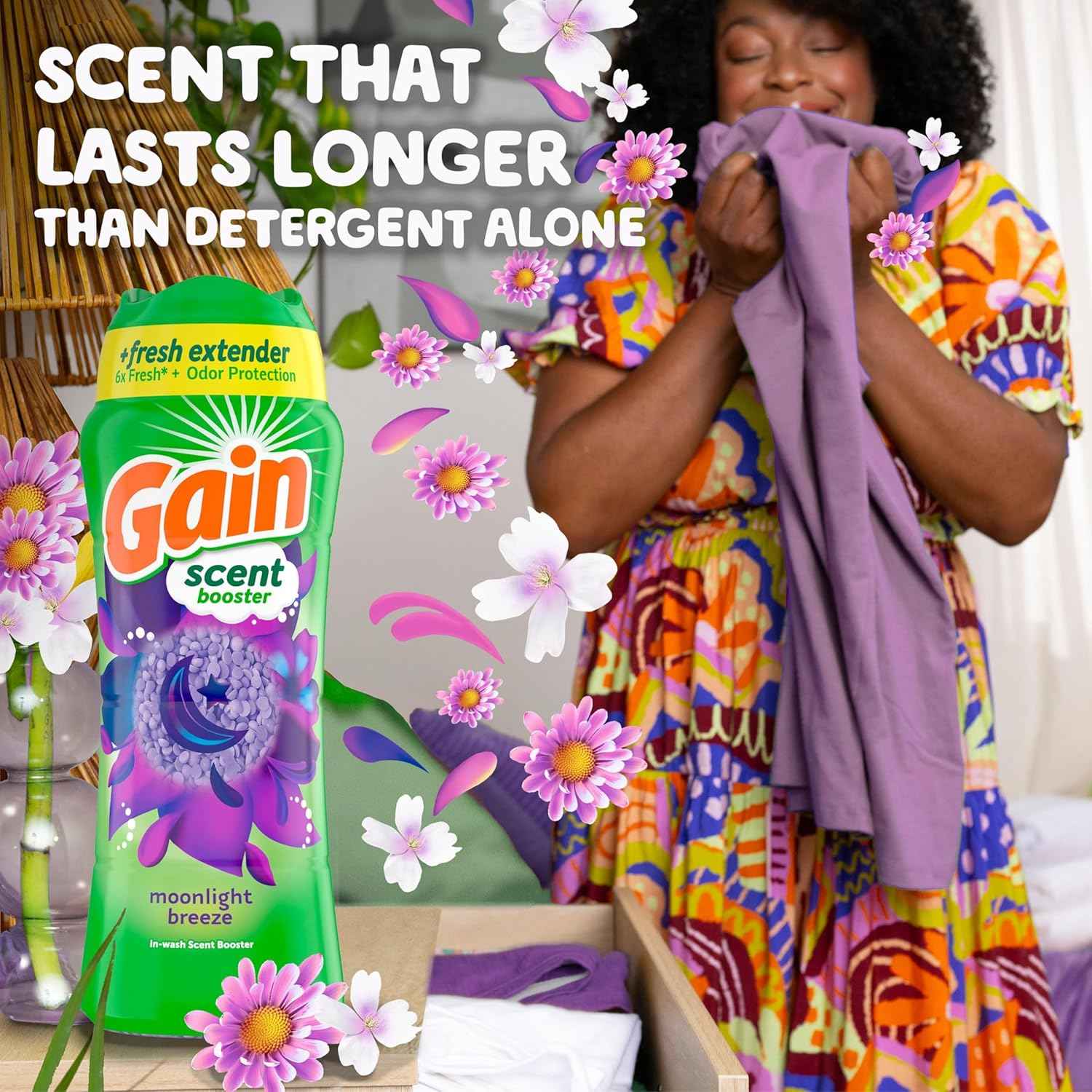 Gain In-Wash Laundry Scent Booster Beads, Moonlight Breeze Scent, Fresh Extender + Odor Protection