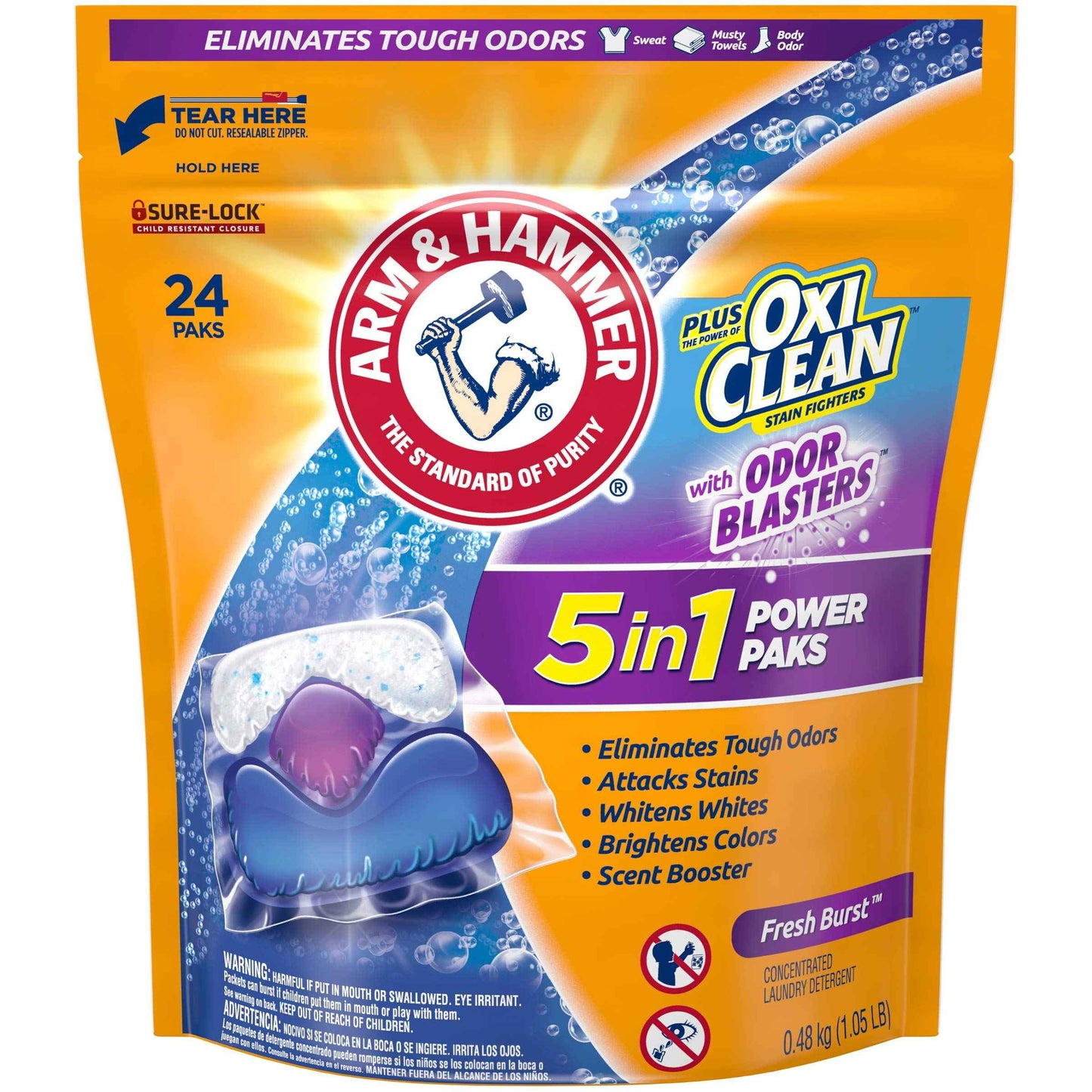 Arm & Hammer Plus OxiClean With Odor Blasters Laundry Detergent 5-IN-1 Power Paks
