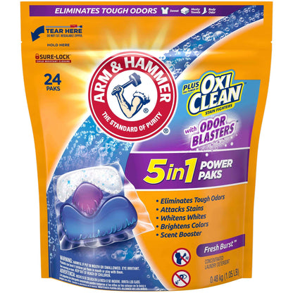 Arm & Hammer Plus OxiClean With Odor Blasters Laundry Detergent 5-IN-1 Power Paks