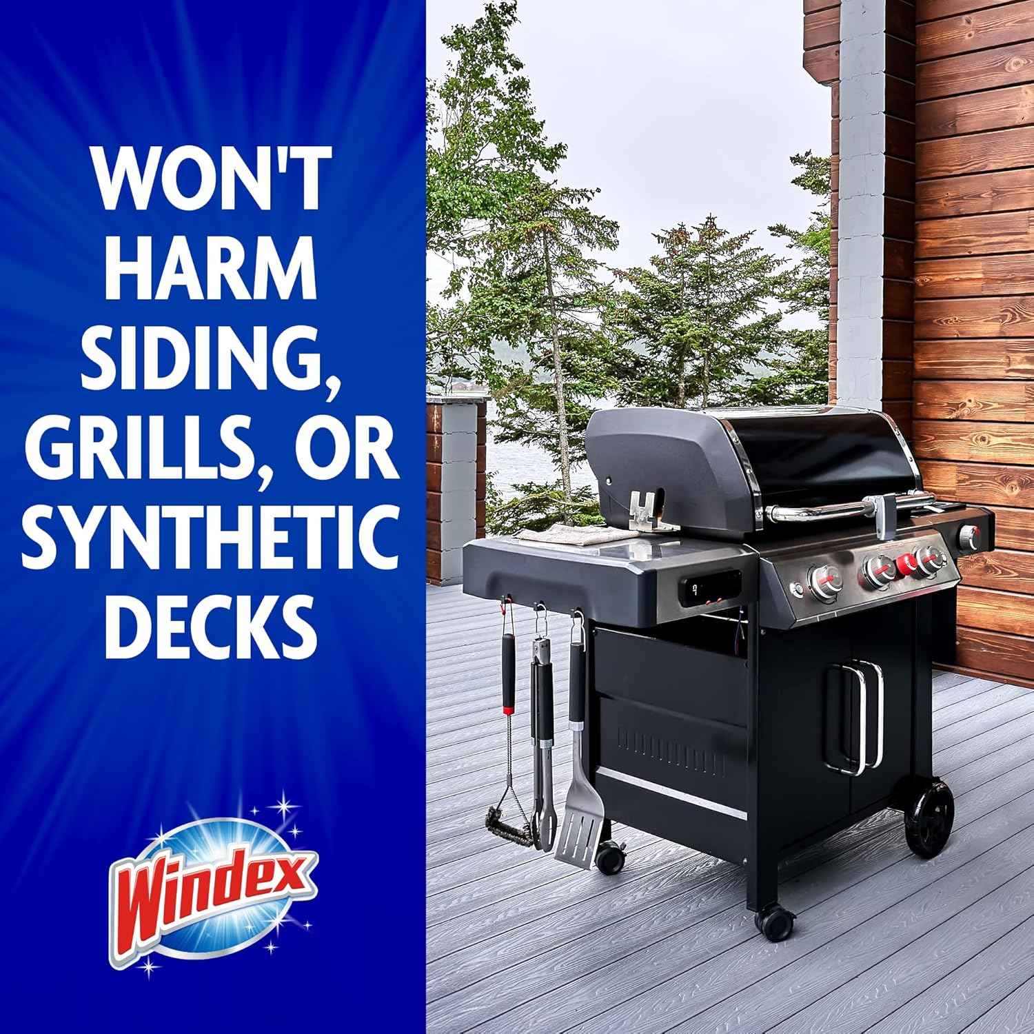 Windex Outdoor Window and Glass Cleaner for Hose Ammonia Free, Concentrated Formula for Deep Outdoor Clean, Patio Cleaner, Compatible With All Hoses, 32 Fl Oz