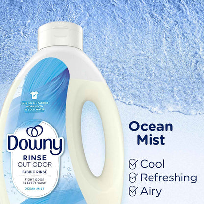 Downy Rinse Laundry Odor Remover, Ocean Mist Scent, 62 FL OZ, Fabric Softener and Laundry Odor Removal Rinse