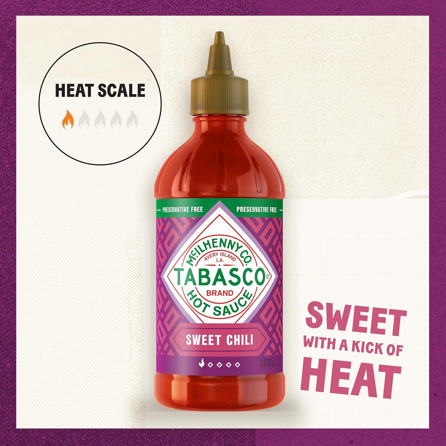 TABASCO_Brand_Sweet_Chili_Sauce,_Mild_Hot_Sauce,_Easy-to-Squeeze_Bottle,_Perfect_Balance_of_Sweet_&_Heat,_Versatile_Flavor,_Great_on_Fish_Tacos,_Salads,_Asian_Food_&_More,_11_Oz_(Pack_of_1)