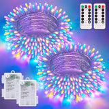 JMEXSUSS 2 Pack Battery Operated Christmas Lights with Remote,  LED Battery String Lights Outdoor Indoor, Warm White Twinkle Light for Christmas Tree Bedroom Porch Garland Yard Decor