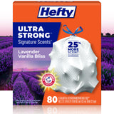Hefty Ultra Strong Signature Scents 13 Gallon Trash Bags, Tall Kitchen Trash Bags with 25% More Scent Technology, White, 80 Count