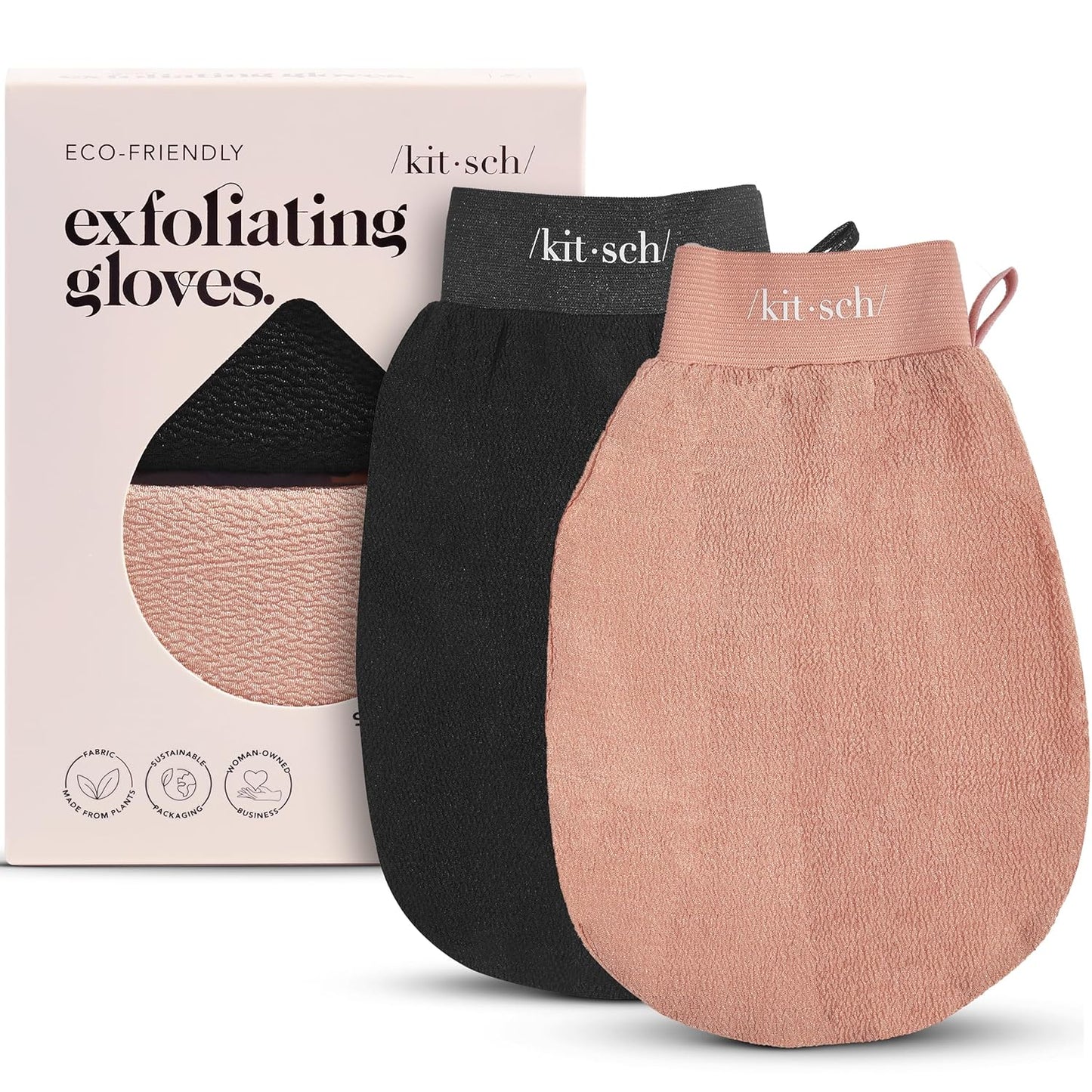 Kitsch_Exfoliating_Gloves_2pc_–_Korean_Exfoliating_Mitt_&_Deep_Exfoliating_Body_Scrubber_for_Shower,_Bath_|_Body_Exfoliator,_Dead_Skin_Remover_|_Skin_Care_for_Smooth,_Renewed_Skin_-_Black_&_Terracotta
