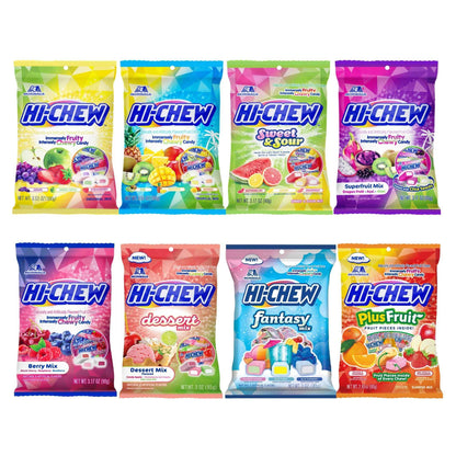 HI-CHEW Assorted, Green Apple Strawberry Mango Grape, Soft & Chewy Candy 2lb - 185+ Pieces Individually Wrapped - Made with Immensely Juicy Fruity Flavors