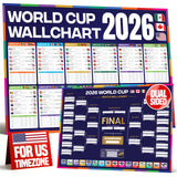 2026 World Cup Bracket Poster 2026 | A1 Size 2026 World Cup Soccer Poster with US Kick Off Times, Fixtures, Stadiums & Host Cities | World Cup Wall Chart