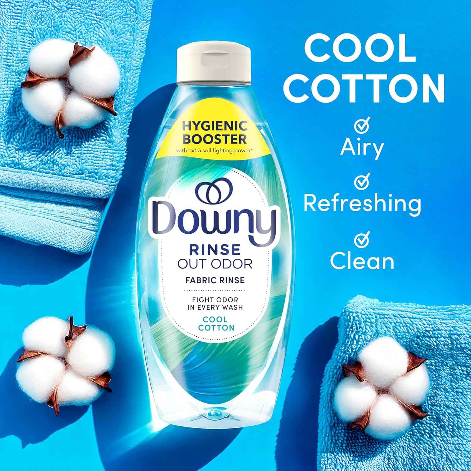 Downy Rinse Laundry Odor Remover, Cool Cotton Scent, Fabric Softener And Laundry Odor Removal Rinse, Fights Odors At The Source, HE Compatible