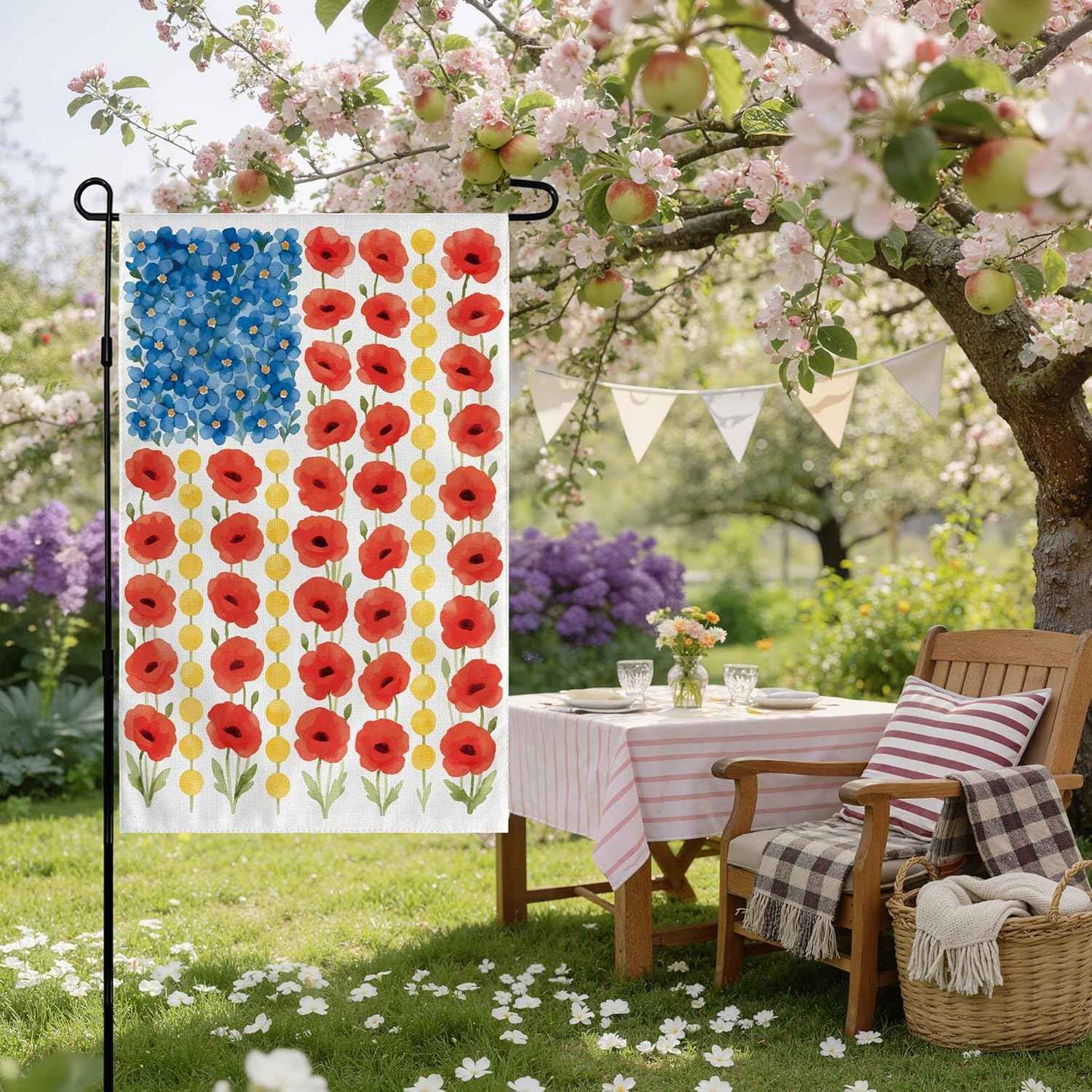 Memorial Day Decorations - Spring Garden Flag for Easter Summer | 12x18 Inch Double Sided Patriotic American Flag for Outdoor Outside Yard USA Celebration 4th of July Decor - 250 Anniversary USA Merchandise