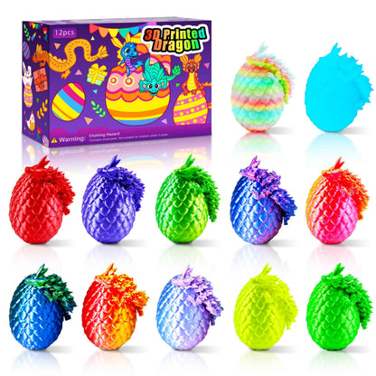 Easter 3D Printed Dragon Eggs, Prefilled Easter Dragon Egg with Dragon Toy for Basket Stuffers, Goodie Bag Fillers, Easter Egg Hunt, Unique Easter Basket Essentials for Kids