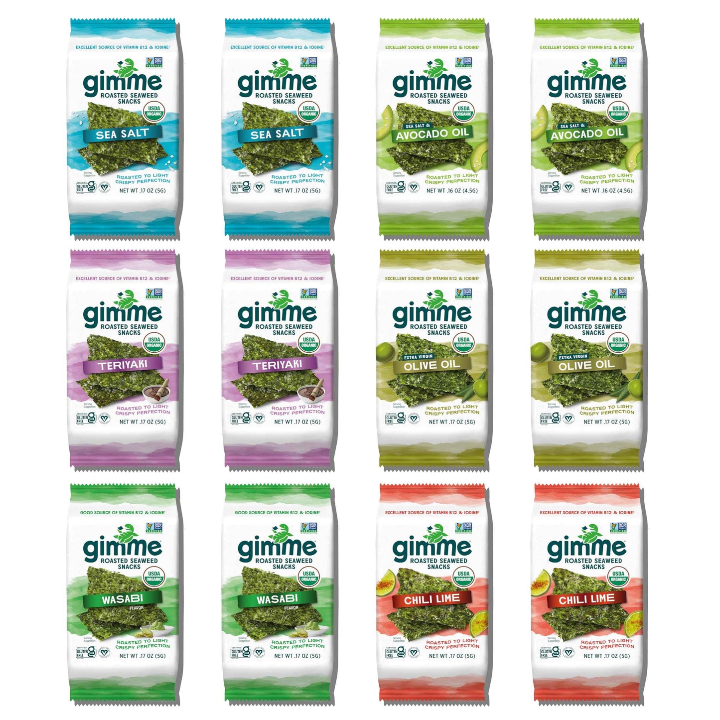 Gimme Seaweed Organic Premium Roasted Seaweed Snacks, Teriyaki, 20 Count, Keto, Vegan, Gluten-Free, Great Source of Omega3s and Iodine, Healthy On-The-Go Snack for Kids and Adults
