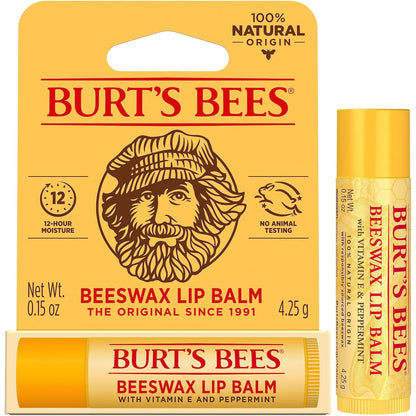 Burt's_Bees_100%_Natural_Moisturizing_Lip_Balm,_Original_Beeswax_with_Vitamin_E_&_Peppermint_Oil,_0.15_Oz