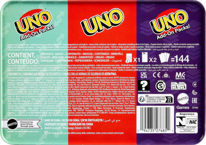 Mattel Games UNO Card Game with 2 Add On Packs & Collectible Tin for Kids, Adults & Family Game Night. 2 to 10 Players (Amazon Exclusive)
