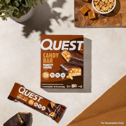 Quest Nutrition Protein Bar, Peanutty Caramel Flavor, 15g Protein, 2g Sugar, Low Sugar, Gluten Free, 12 Count