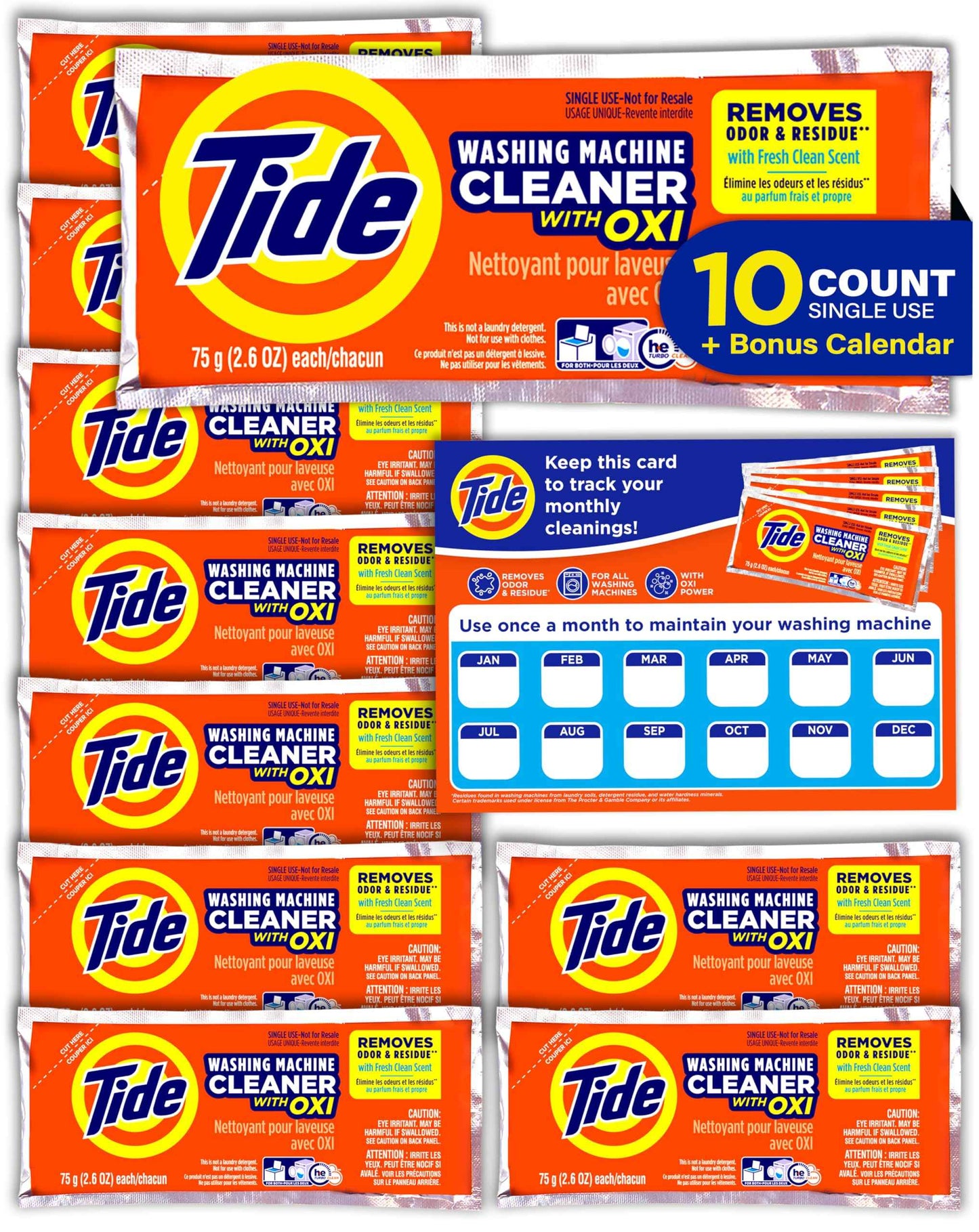 Washing Machine Cleaner by Tide, Washer Machine Cleaner with Oxi for Front and Top Loader Washer Machines, Deep Cleaning Residue & Odor Eliminator, 7 Month Supply