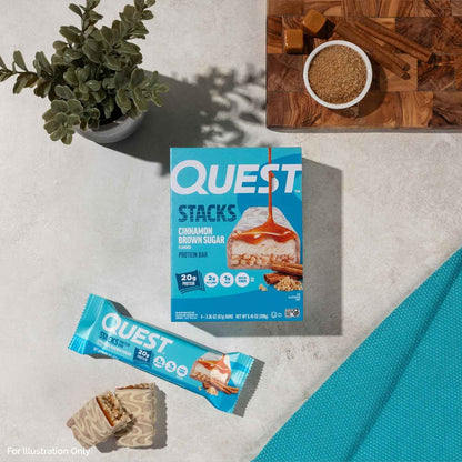 Quest Nutrition Stacks Protein Bars, 20g Protein, 2g Net Carbs, 1g Sugar, High Fiber, Low Sugar, Gluten Free, 12 Count