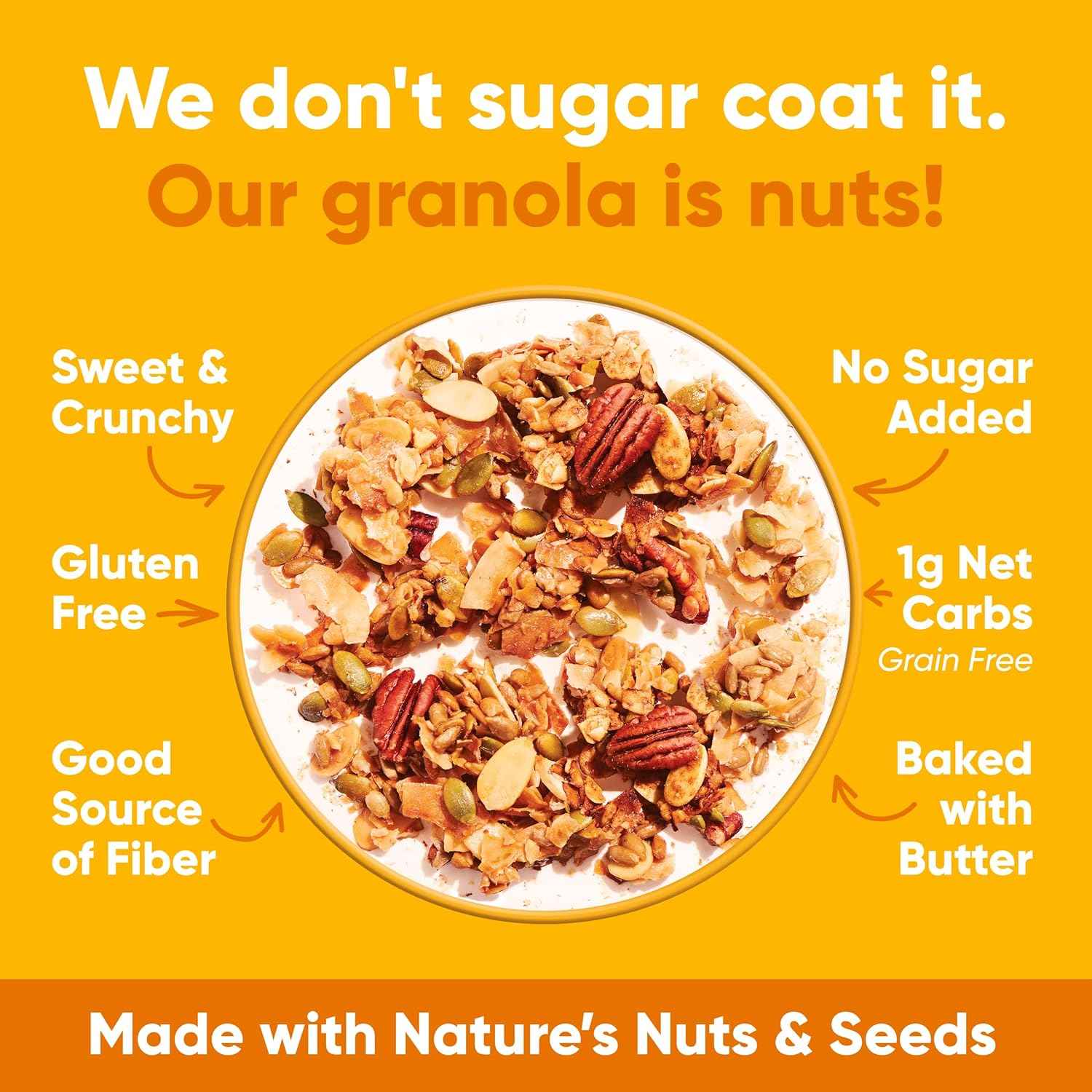 NuTrail Nut Granola Cereal, Honey Nut, No Sugar Added, Keto, Low Carb, Gluten Free, Grain Free, Healthy Breakfast 8 oz.