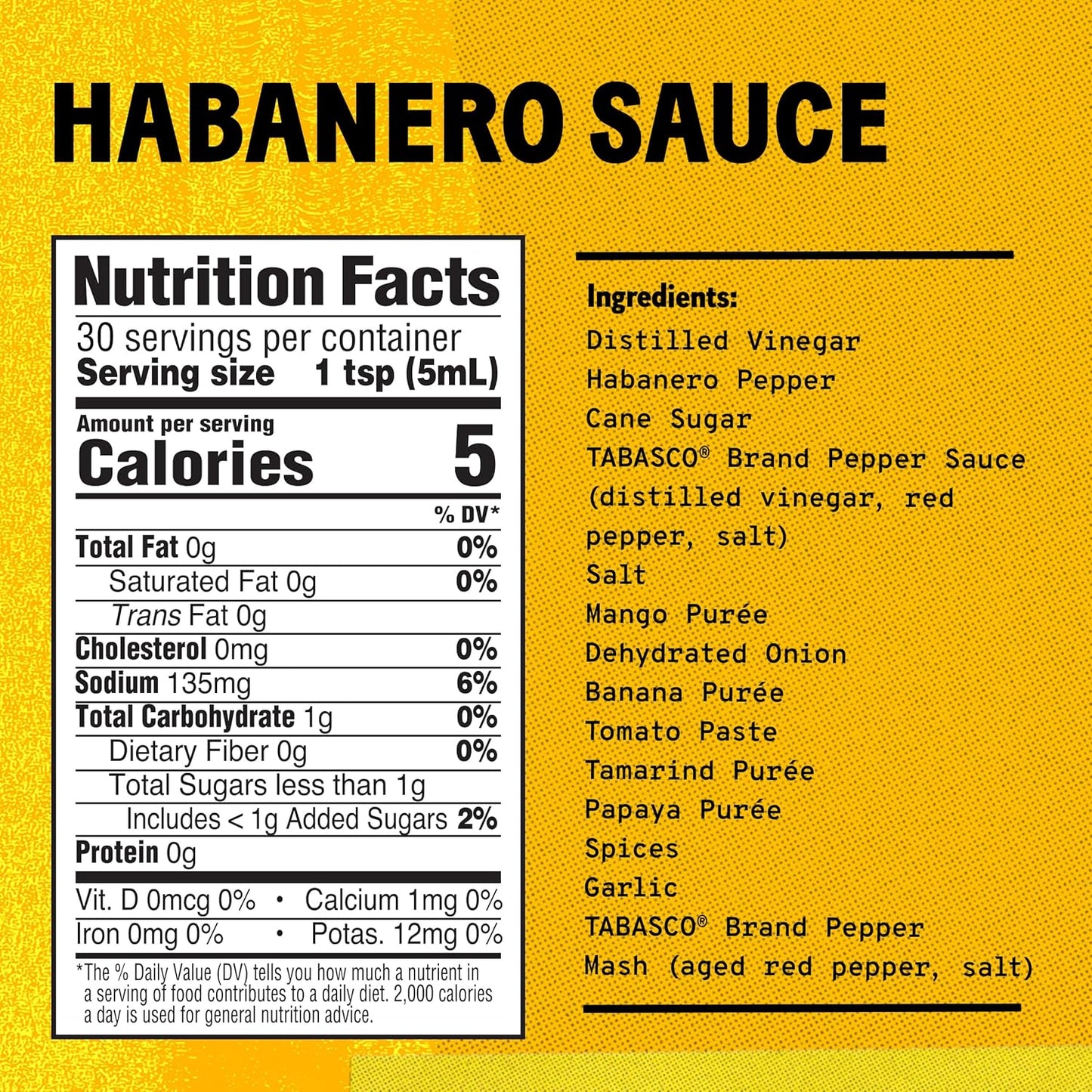TABASCO_Brand_Habanero_Sauce,_Spicy_&_Fruity_Habanero_Hot_Sauce,_Glass_Bottle,_Jamaican-Style,_Packed_with_Heat,_Great_for_Wing_Sauce,_Shrimp_Kabobs,_&_More,_5_Fl_Oz_(Pack_of_1)