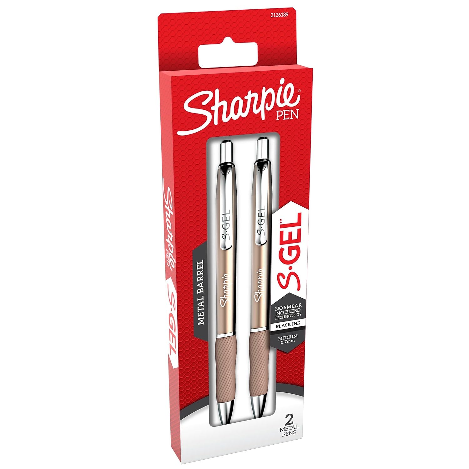 SHARPIE_S-Gel_Metal_RT_Gel_Pen,_0.7mm_Medium_Point,_Champagne_Barrel,_Black_Ink,_2/Pack